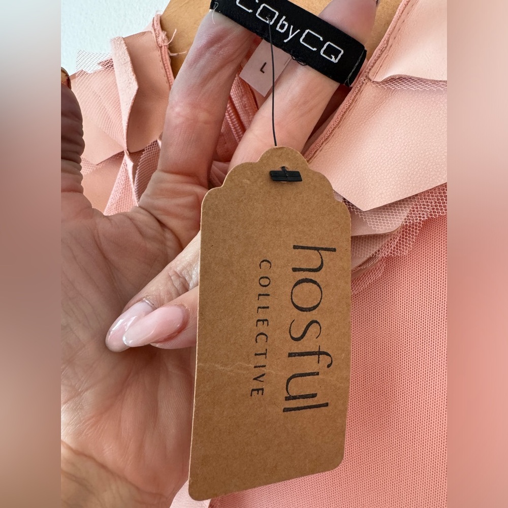 Pink Boutique Long Sleeve Dress with Cool Details New Large - Picture 5 of 10